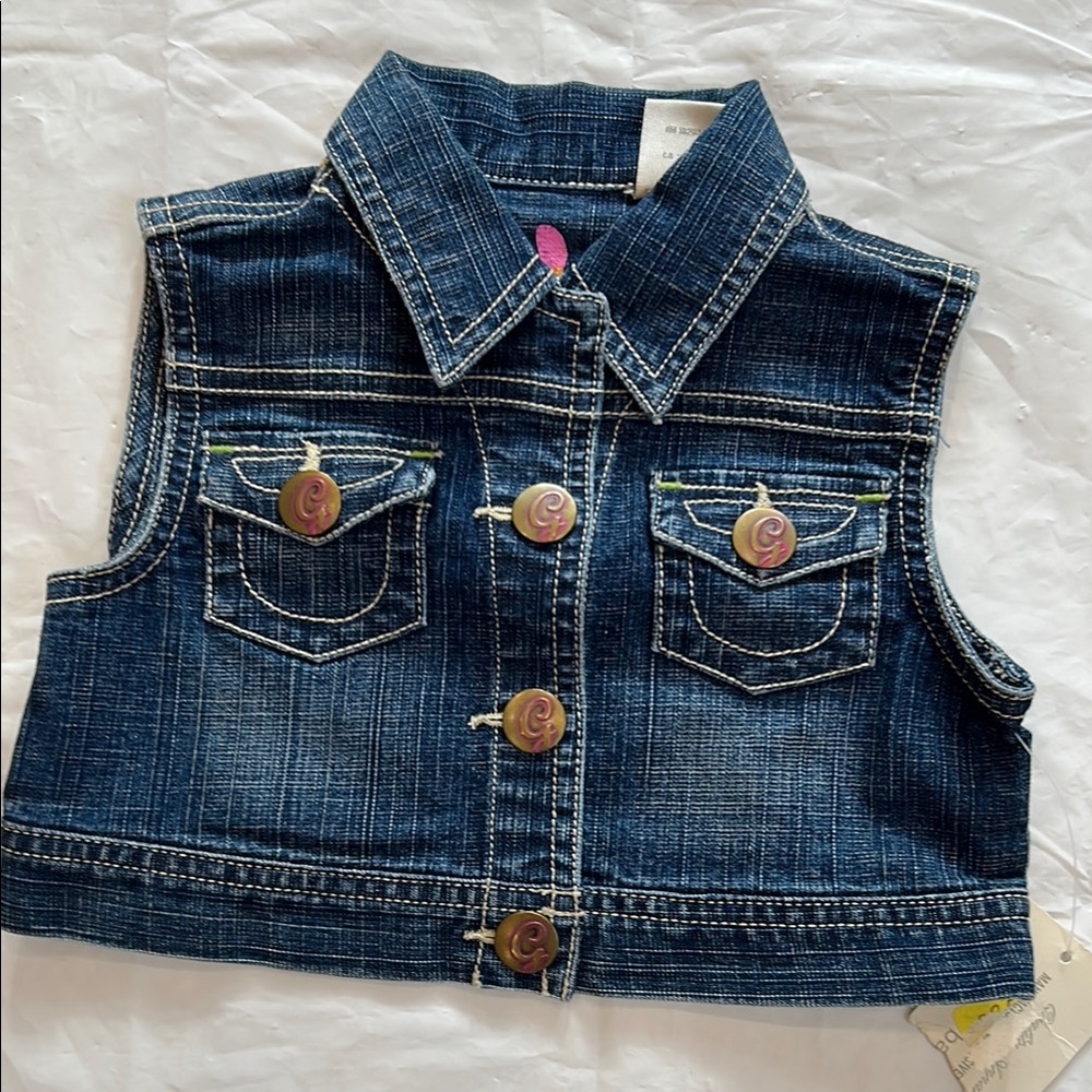 Guess Kids' Dark Blue Denim Vest with Button Accents